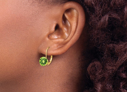 14K gold peridot drop earrings, another view