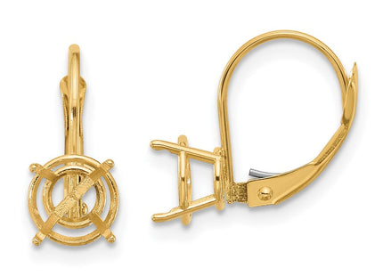 14k Round Leverback Earring Mounting (Style XLB113)