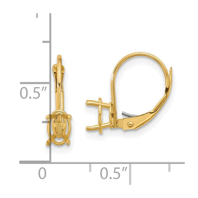14K Round Leverback Earring Mounting, 18 x 6mm