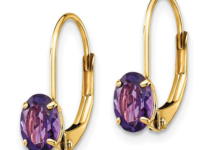 14k Oval Amethyst Leverback Earrings (Style XLB114AM)