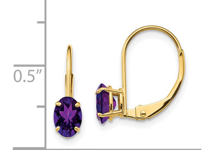 14k Oval Amethyst Leverback Earrings (Style XLB114AM)