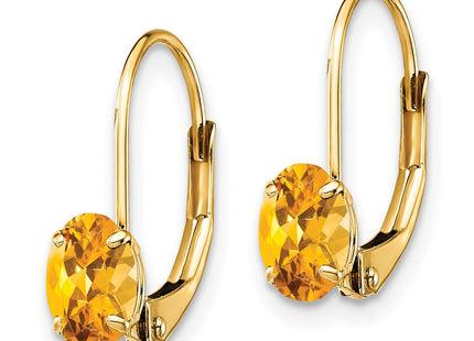 14k Oval Citrine Leverback Earrings (Style XLB114CI)