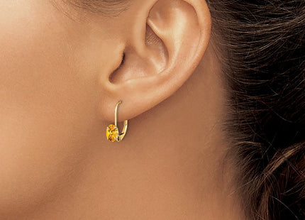 14k Oval Citrine Leverback Earrings (Style XLB114CI)