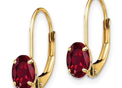 14k Oval Created Ruby Leverback Earrings (Style XLB114CR)