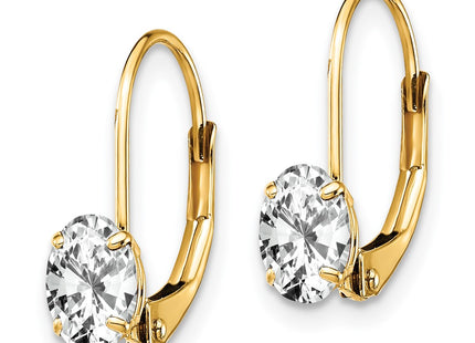 14K gold cubic zirconia oval drop earrings, alternate view