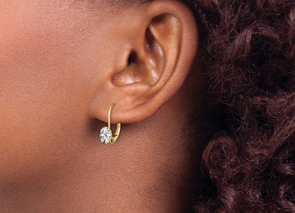 14K gold cubic zirconia oval drop earrings, another view