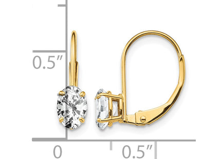 14K gold cubic zirconia oval drop earrings, further view