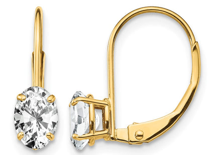 14K gold cubic zirconia oval drop earrings