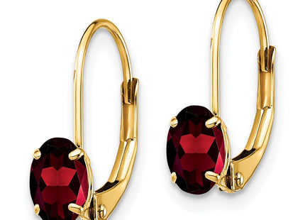 14K gold garnet oval drop earrings, alternate view