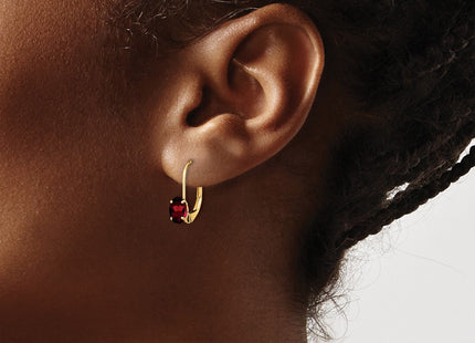 14K gold garnet oval drop earrings, another view