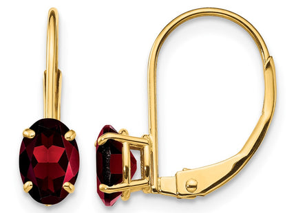 14K gold garnet oval drop earrings