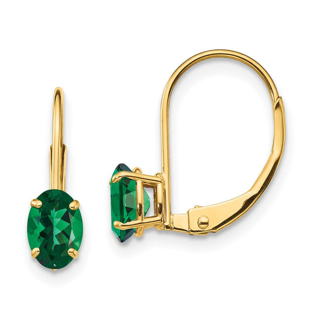 14k Mount St. Helens Oval Leverback Earrings, 16 x 4mm