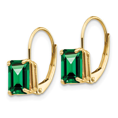 14K Emerald Cut Mount St. Helens Leverback Earrings