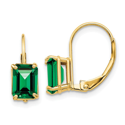 14K Emerald Cut Mount St. Helens Leverback Earrings