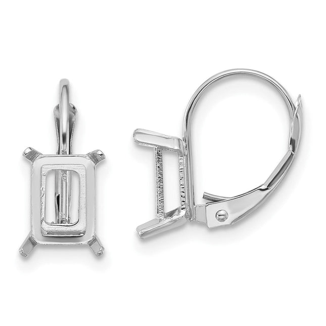14k White Gold Emerald Cut Citrine Earrings, 13 x 5mm