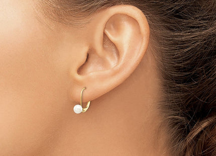 14K gold pearl drop earrings, another view