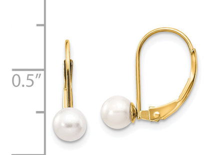 14K gold pearl drop earrings, further view