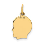 14K Plain Small .011 Gauge Facing Right Engravable Boy Head Charm, 18 x 10mm view