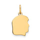 14K Plain Small .011 Gauge Facing Right Engravable Girl Head Charm, 18 x 10mm