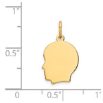 14K Plain Small .011 Gauge Facing Left Engravable Boy Head Charm, 18 x 10mm view