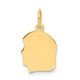 14K Plain Small .009 Gauge Facing Left Engravable Girl Head Charm, 18 x 10mm