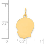 14K Plain Medium .013 Gauge Facing Left Engravable Boy Head Charm, 22 x 13mm view
