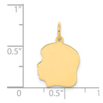 14K Plain Medium .011 Gauge Facing Left Engravable Girl Head Charm, 22 x 13mm view