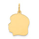 14K Plain Medium .011 Gauge Facing Left Engravable Girl Head Charm, 22 x 13mm