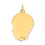 14K Plain Medium .011 Gauge Facing Right Engravable Boy Head Charm, 27 x 17mm view