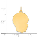 14K Plain Medium .027 Gauge Facing Right Engravable Boy Head Charm, 27 x 17mm view