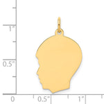 14K Plain Medium .035 Gauge Facing Left Engravable Boy Head Charm, 27 x 17mm view