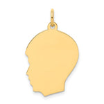14K Plain Medium .035 Gauge Facing Left Engravable Boy Head Charm, 27 x 17mm view