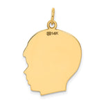 14K Plain Large .035 Gauge Facing Right Engravable Boy Head Charm view