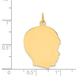 14K Plain Large .027 Gauge Facing Right Engravable Boy Head Charm view