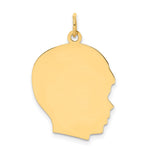 14K Plain Large .035 Gauge Facing Right Engravable Boy Head Charm view