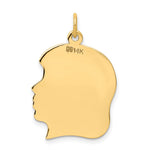 14K Plain Large .011 Gauge Facing Right Engravable Girl Head Charm view