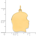 14K Plain Large .011 Gauge Facing Right Engravable Girl Head Charm view