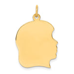 14K Plain Large .013 Gauge Facing Right Engravable Girl Head Charm view