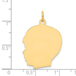 14K Plain Large .011 Gauge Facing Left Engravable Boy Head Charm view