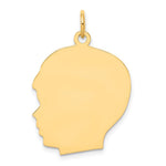 14K Plain Large .027 Gauge Facing Left Engravable Boy Head Charm view
