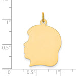 14K Plain Large .009 Gauge Facing Left Engravable Girl Head Charm view
