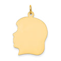 14K Plain Large .018 Gauge Facing Left Engravable Girl Head Charm