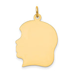 14K Plain Large .035 Gauge Facing Left Engravable Girl Head Charm view