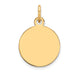 14K Plain .018 Gauge Circular Engravable Disc Charm, 19 x 12mm