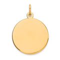 14K Plain .018 Gauge Circular Engravable Disc Charm, 24 x 18mm
