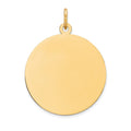 14K Plain .018 Gauge Circular Engravable Disc Charm, 29 x 23mm