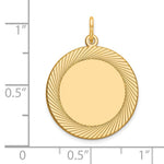 14K Etched Design .027 Gauge Circular Engravable Disc Charm, 25 x 19mm view
