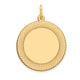 14K Etched Design .027 Gauge Circular Engravable Disc Charm, 25 x 19mm