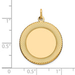 14K Etched Design .018 Gauge Circular Engravable Disc Charm, 29 x 22mm view