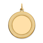 14K Etched Design .018 Gauge Circular Engravable Disc Charm, 29 x 22mm view
